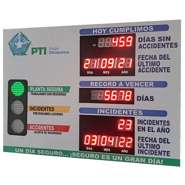 Contador de Días Sin Accidentes, Record Histórico y Semáforo